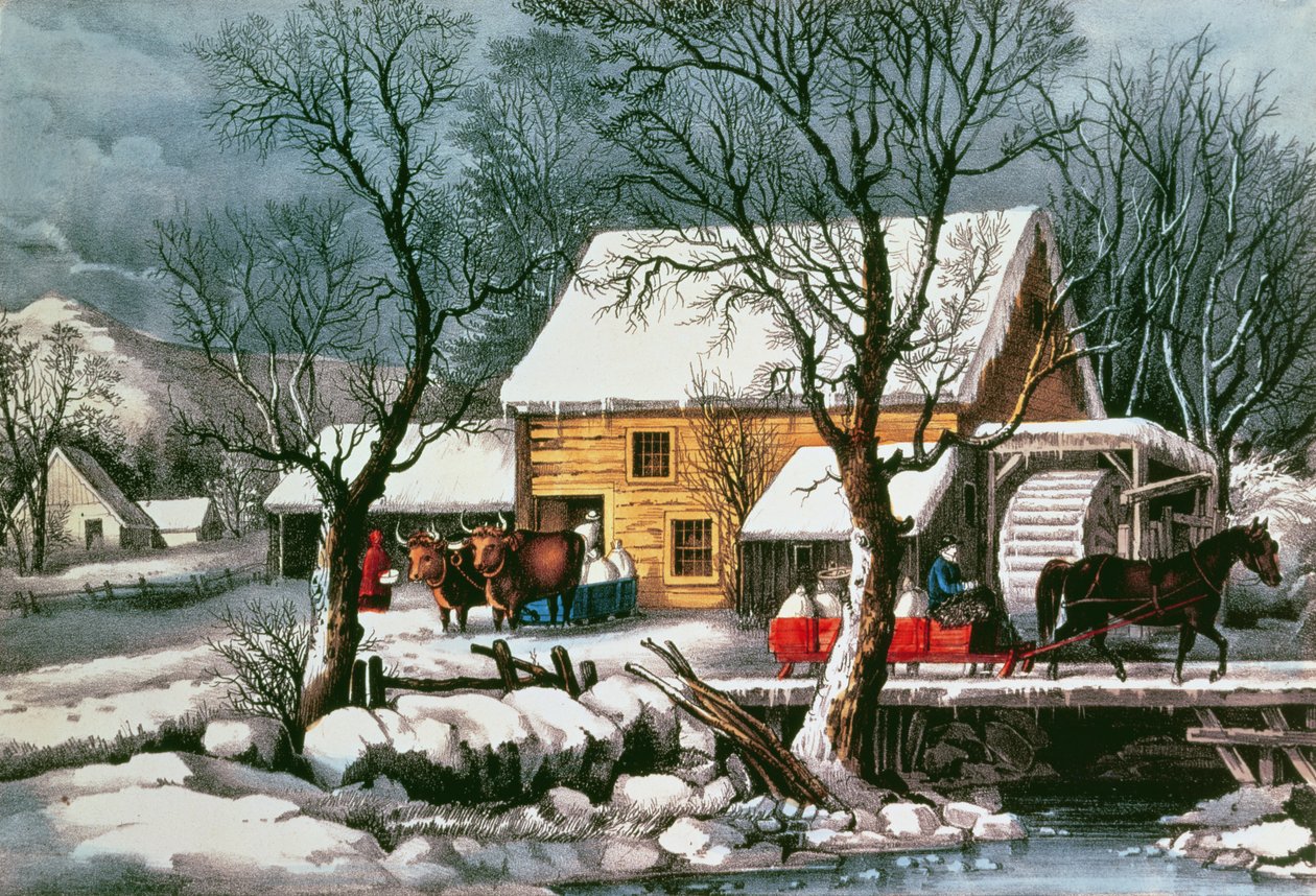 Frozen Up, 1872 (tulostus) tekijältä N. and Ives, J.M. Currier