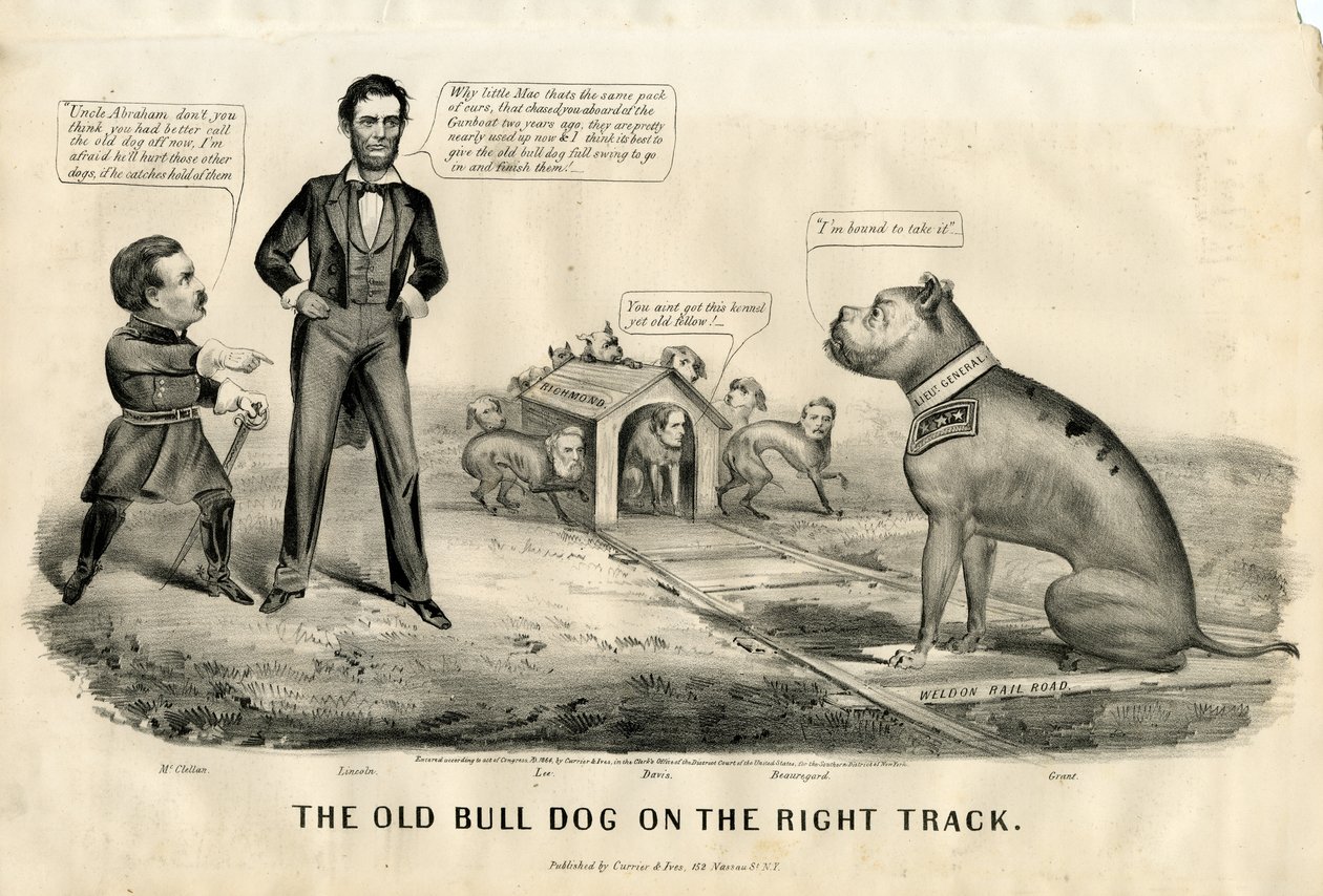 Härkäkoira oikealla tiellä, 1864 tekijältä N. and Ives, J.M. Currier