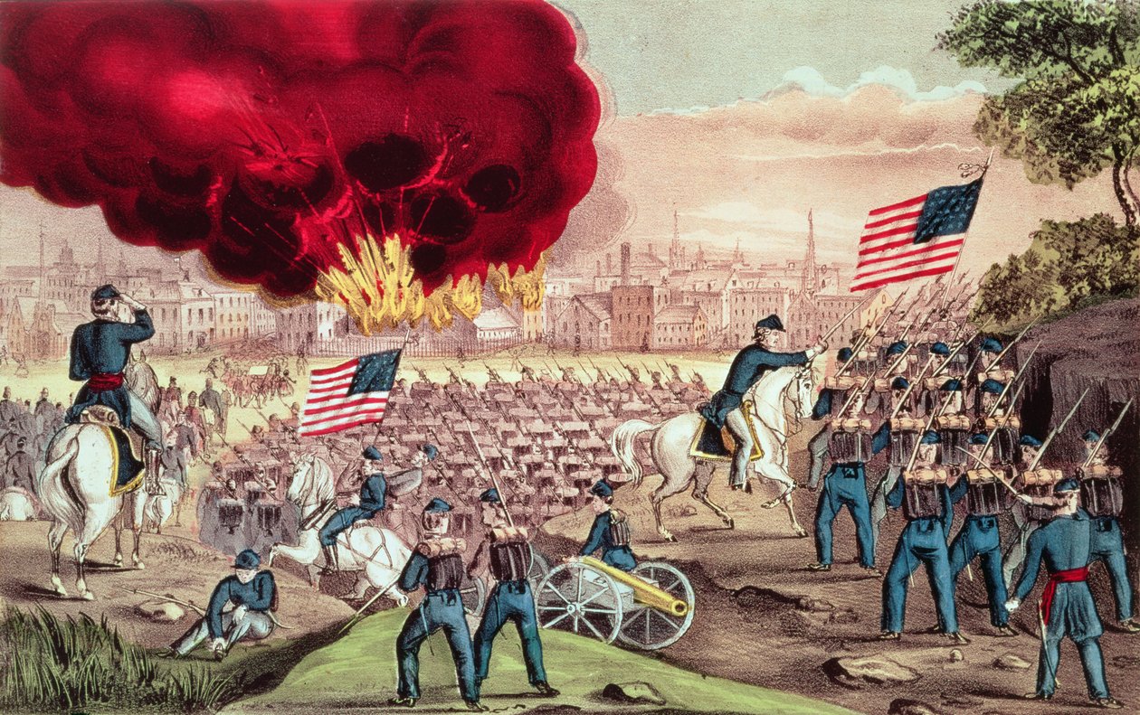 Unionin armeija valtasi Atlantan, 2. syyskuuta 1864 tekijältä N. and Ives, J.M. Currier