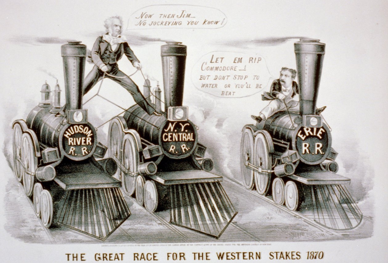 The Great Race for the West Stakes, 1870 (litografia) tekijältä N. and Ives, J.M. Currier