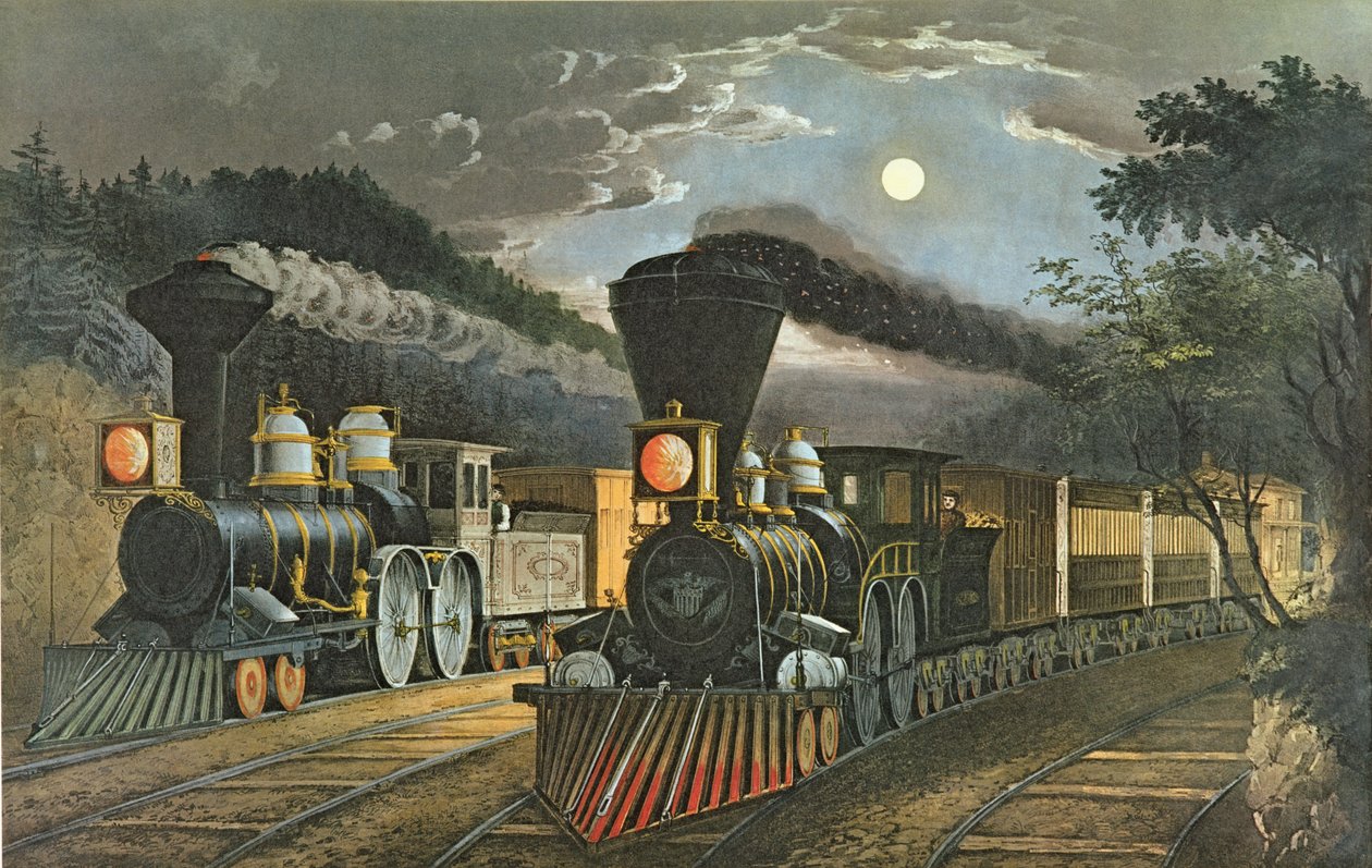 Salamapikajunat, 1863 tekijältä N. and Ives, J.M. Currier