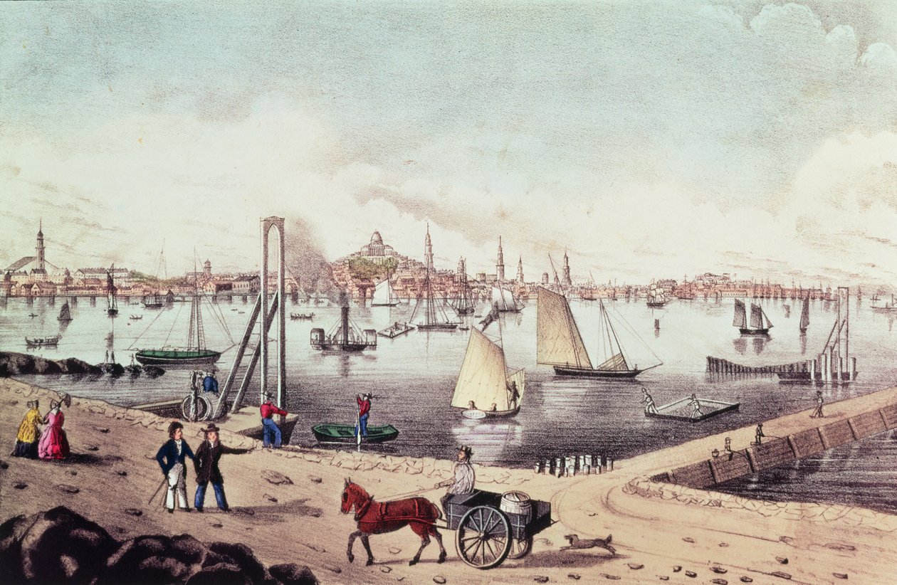 Näkymä Bostonista tekijältä N. and Ives, J.M. Currier
