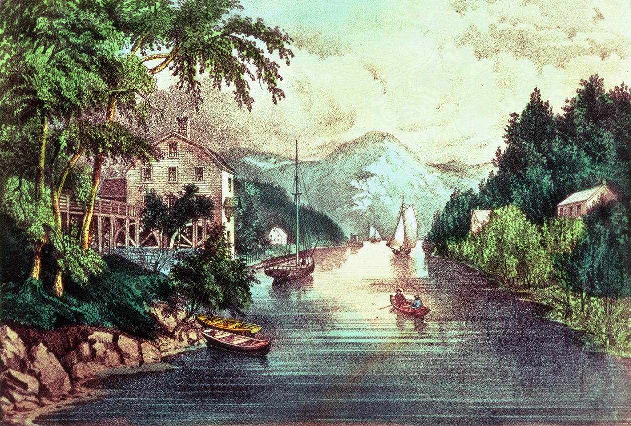 Näkymä Montgomery Creekille tekijältä N. and Ives, J.M. Currier