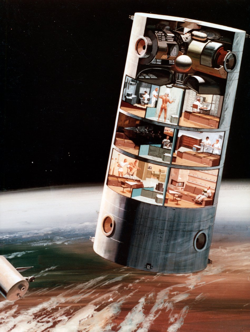 Futuristinen näkemys avaruudessa elämisestä, 1970-luku. tekijältä NASA Images