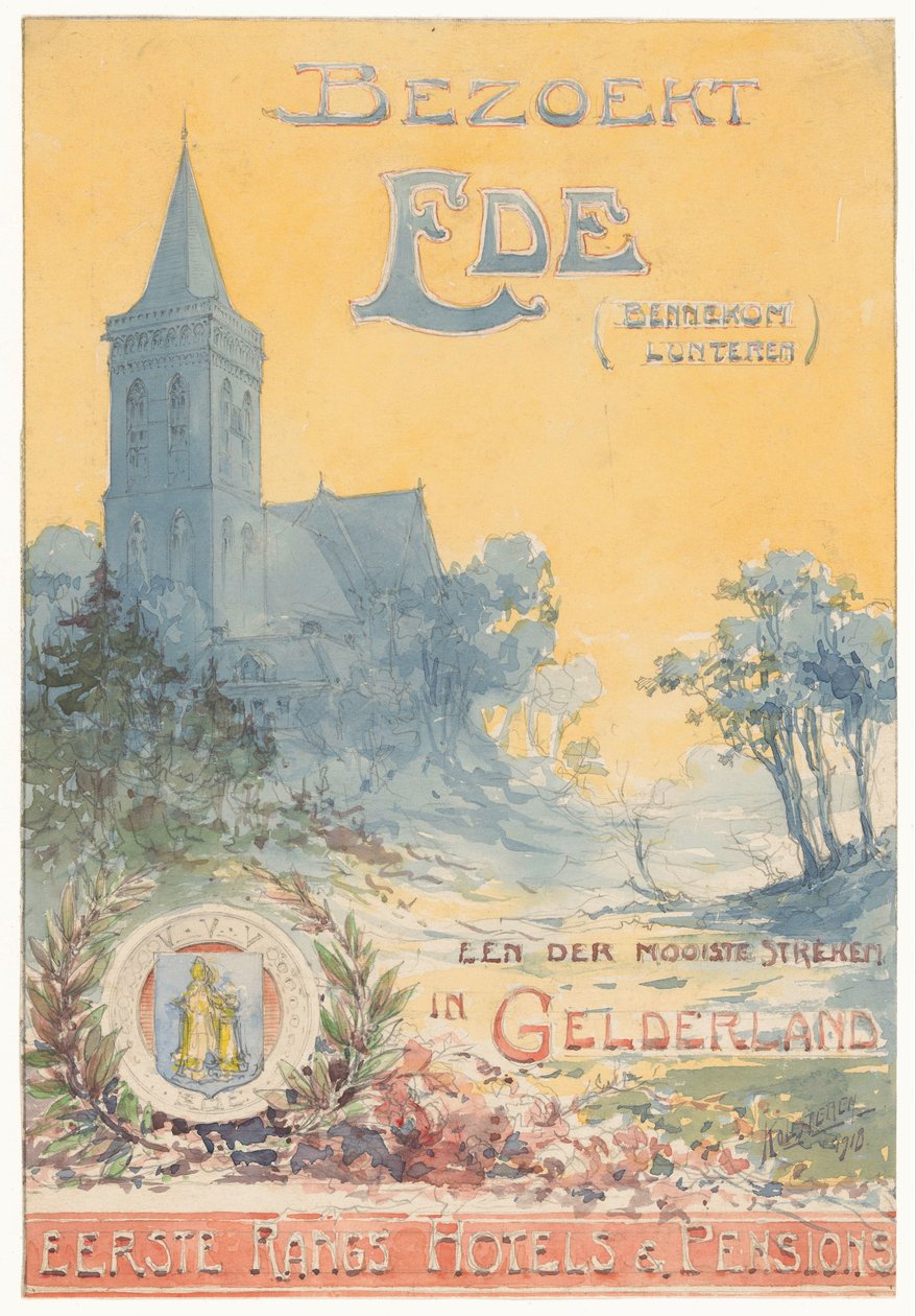 Vierailee Edessä, yhdellä Gelderlandin kauneimmista alueista (alkuperäinen nimi esineessä) tekijältä N.M. Kolsteren (signed by artist)