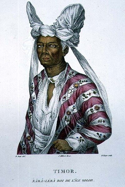 Naba-Leba, Solorin saaren kuningatar, lähellä Timoria, levy 25 julkaisusta "Voyage of Discovery to Australian Lands", kaiverrus B. Roger, pub. 1800-04 (kaiverrus) tekijältä N. (after) Petit