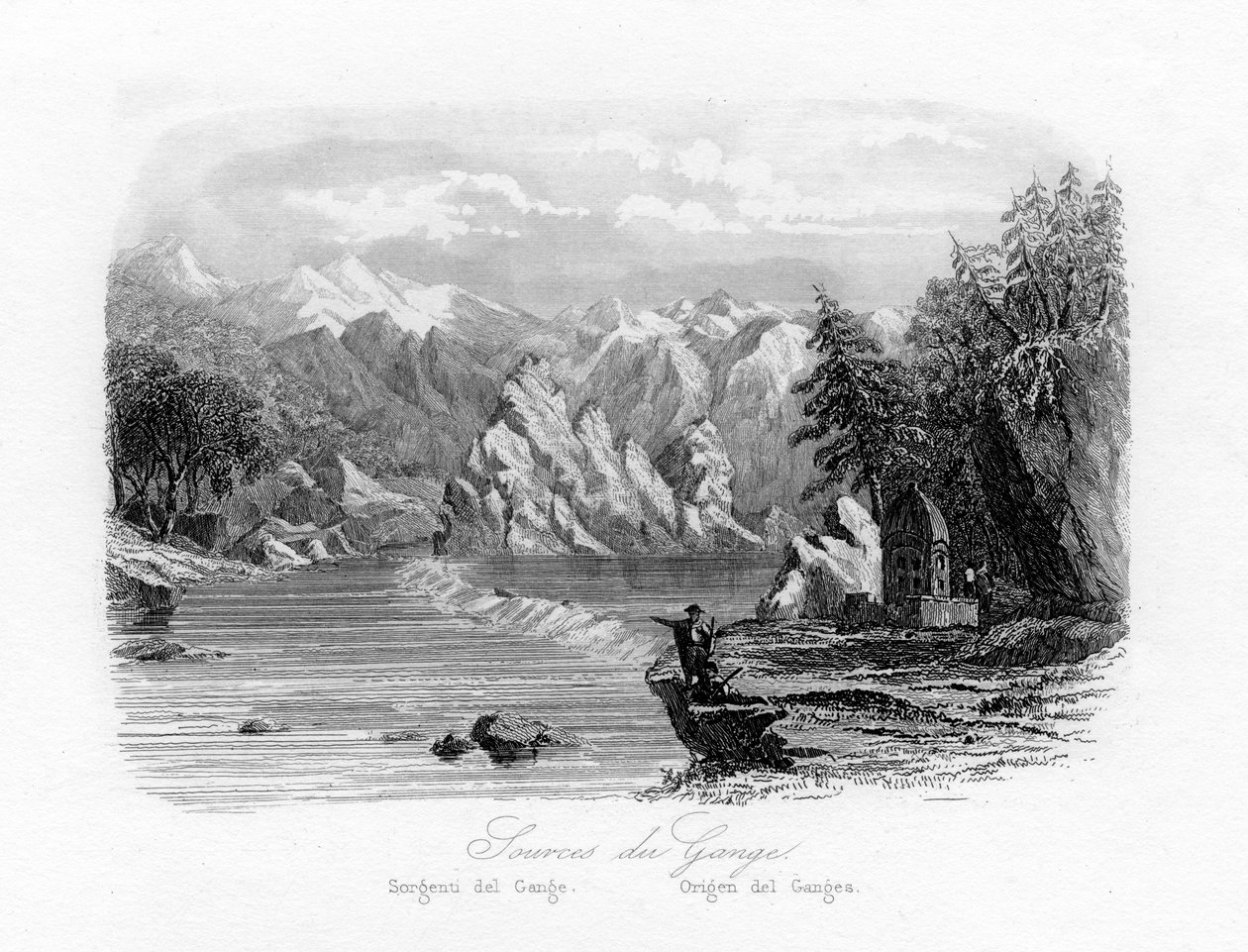 Gangesin lähde, Intia, 1840 tekijältä N. Remond