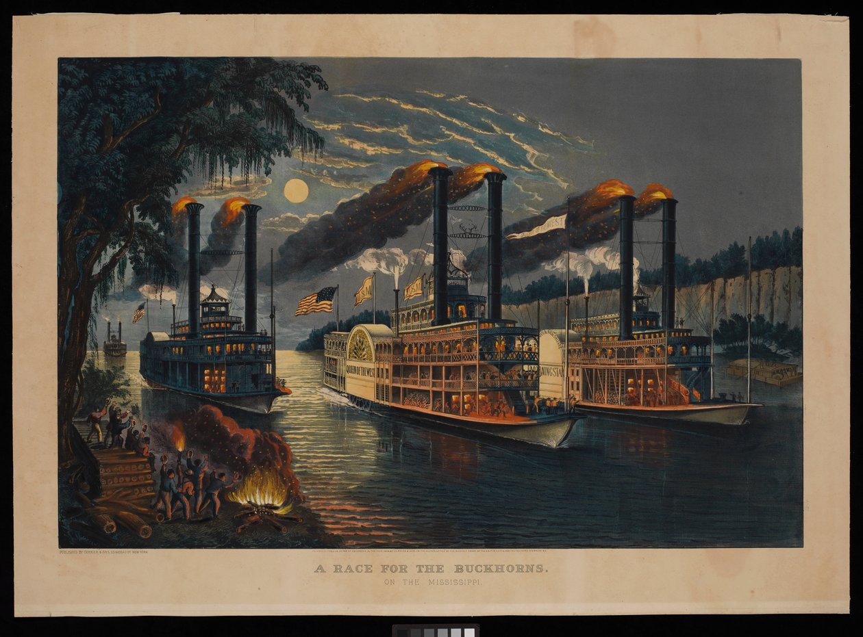 Kilpailu Mississippin sarvipäistä tekijältä N. and Ives J.M. (1824 95) Currier