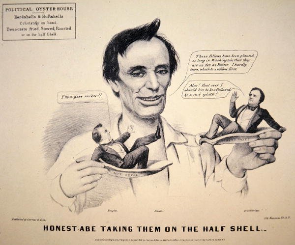 Abraham Lincoln (1809-65) Presidentin kampanjan sarjakuva tekijältä Currier and Ives