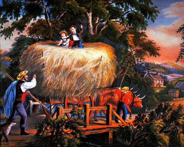 American Country Life: Haying Time - viimeinen kuorma tekijältä Currier and Ives