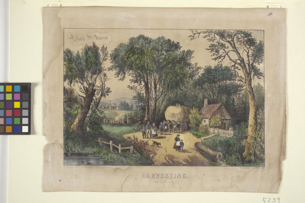 Sadonkorjuu. Viimeinen kuorma (käsinvärinen litografia) tekijältä N. and Ives J.M. (1824 95) Currier