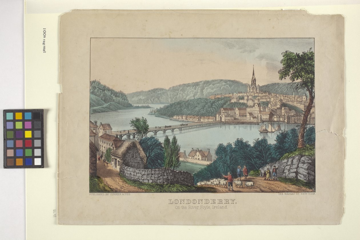 Londonberry (käsinvärinen litografia) tekijältä N. and Ives J.M. (1824 95) Currier
