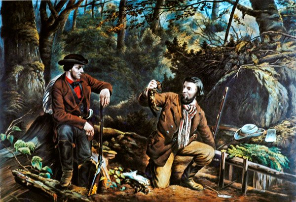 Pioneerielämä Amerikassa: Minkin pyynti tekijältä Currier and Ives