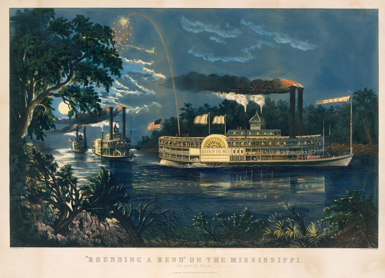 "Mississippin mutkan kiertäminen - jäähyväiskutsu tekijältä Currier and Ives