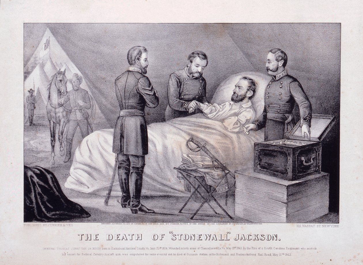 "Stonewall" Jacksonin kuolema (litografia) tekijältä N. and Ives J.M. (1824 95) Currier