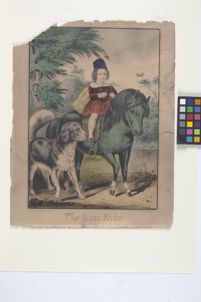 The First Ride (käsinvärjätty litografia) tekijältä N. and Ives J.M. (1824 95) Currier