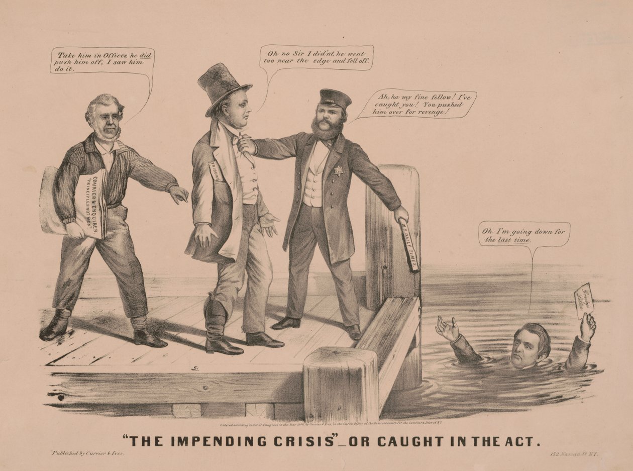 "Lähestyvä kriisi" Tai jää kiinni itse teosta tekijältä N. and Ives J.M. (1824-95) Currier