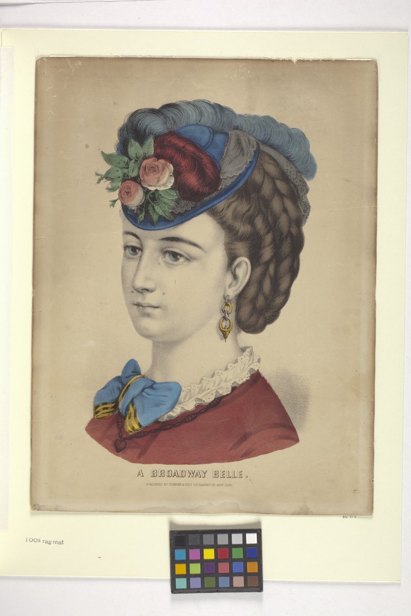 Broadway Belle (käsinvärjätty litografia) tekijältä N. and Ives J.M. (1824-95) Currier