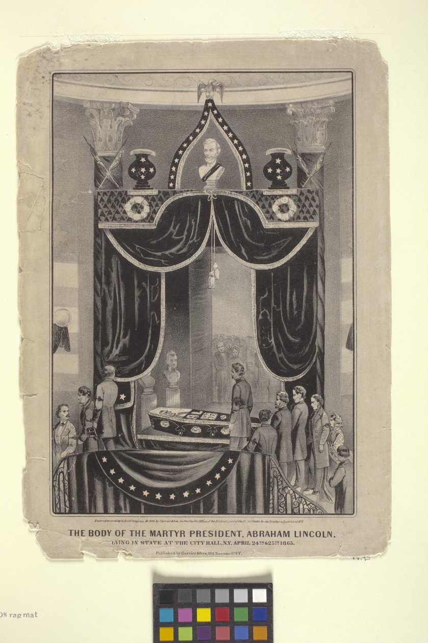 Marttyyrin ruumis Presidentti, Abraham Lincoln (litografia) tekijältä N. and Ives J.M. (1824 95) Currier