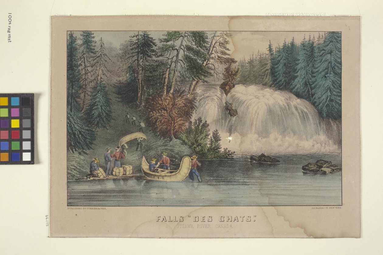 Falls "Des Chats" (käsinvärinen litografia) tekijältä N. and Ives J.M. (1824 95) Currier
