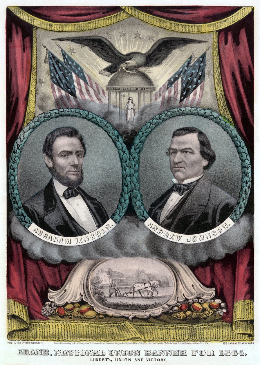 Suuri kansallisliiton lippu vuodelle 1864 (värilitografia) tekijältä Currier and Ives