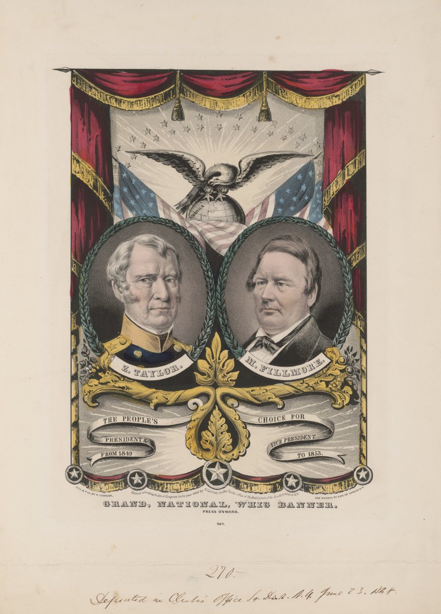 Suuri kansallinen Whig-banneri, n. 1848 (värilitografia) tekijältä Currier and Ives