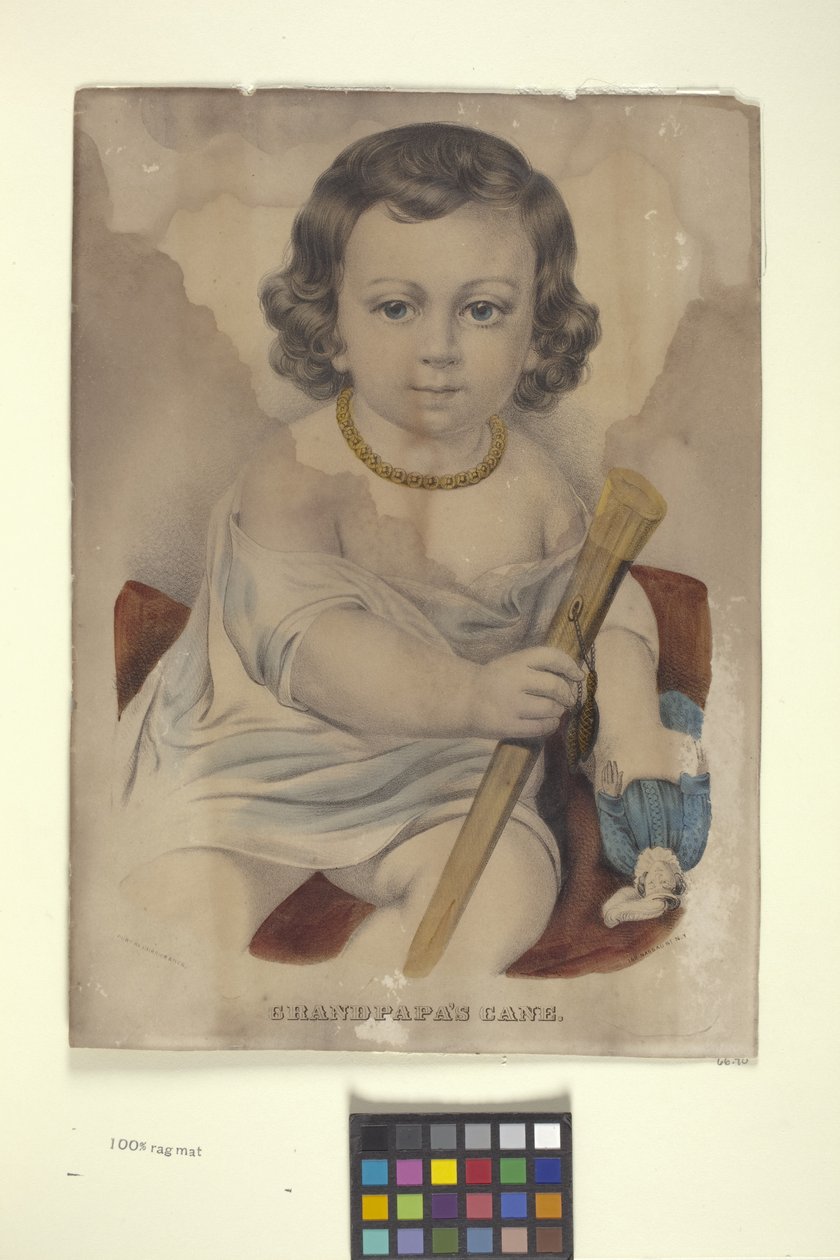 Isoisän keppi (käsinvärjätty litografia) tekijältä N. and Ives J.M. (1824 95) Currier