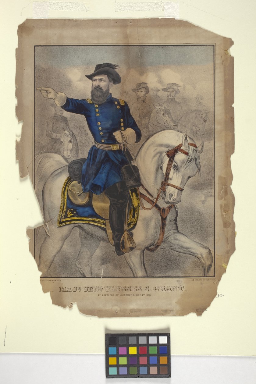 Kenraalimajuri U. S. Grant (käsinvärinen litografia) tekijältä N. and Ives J.M. (1824 95) Currier