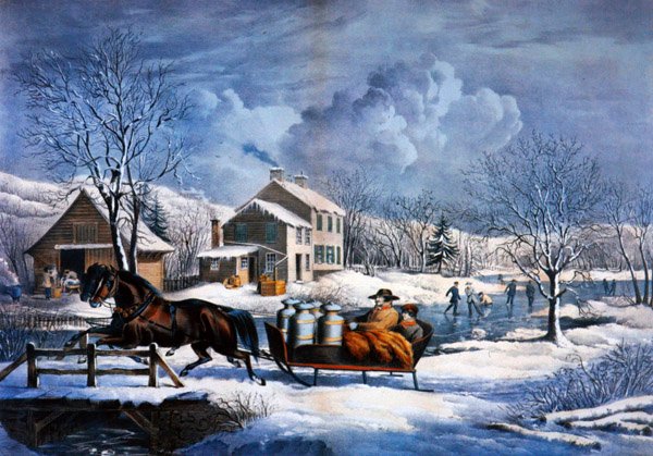 Uusi Englanti talvella tekijältä Currier and Ives