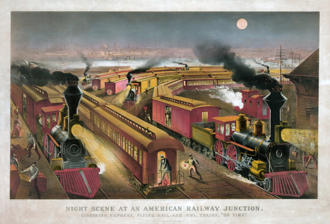 Currier & Ivesin yökohtaus American Railway Junctionissa tekijältä Currier and Ives