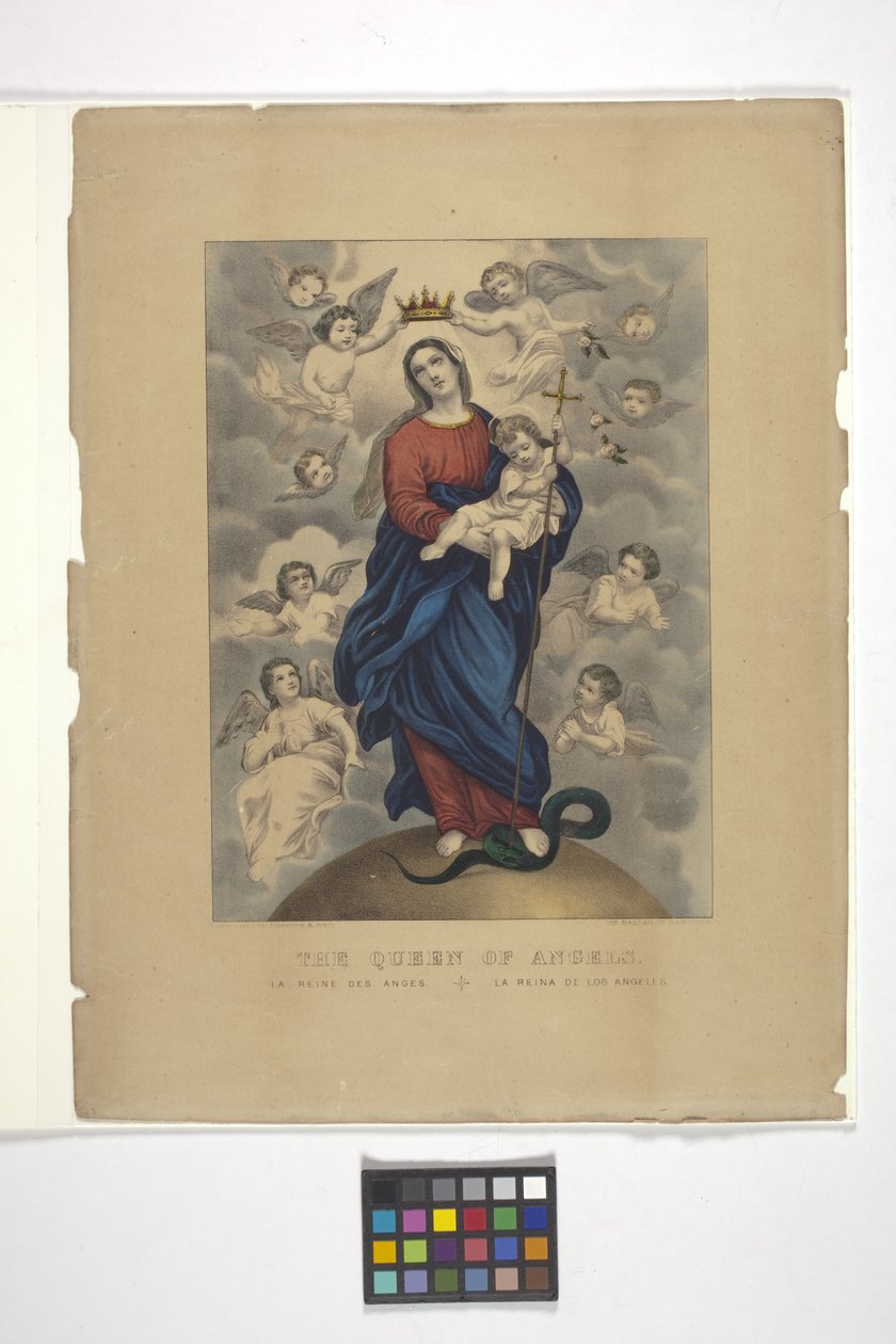 Queen Of Angels (käsinvärjätty litografia) tekijältä N. and Ives J.M. (1824 95) Currier