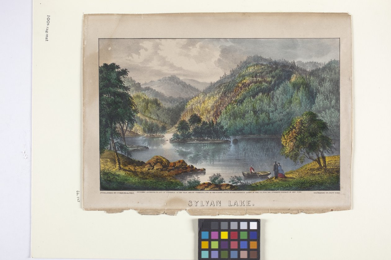 Sylvan Lake (käsinvärjätty litografia) tekijältä N. and Ives J.M. (1824 95) Currier