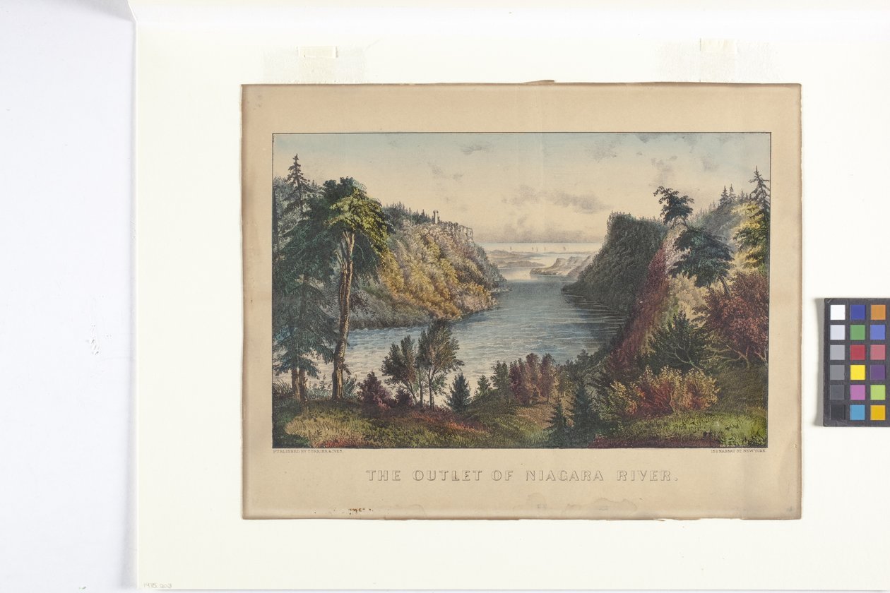 Niagarajoen ulostulo (käsinvärinen litografia) tekijältä N. and Ives J.M. (1824 95) Currier