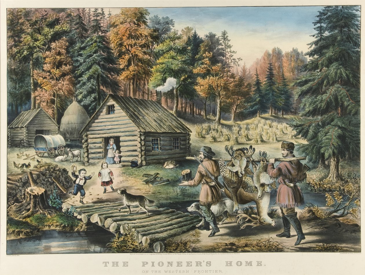 Pioneerin koti länsirajalla tekijältä Currier and Ives
