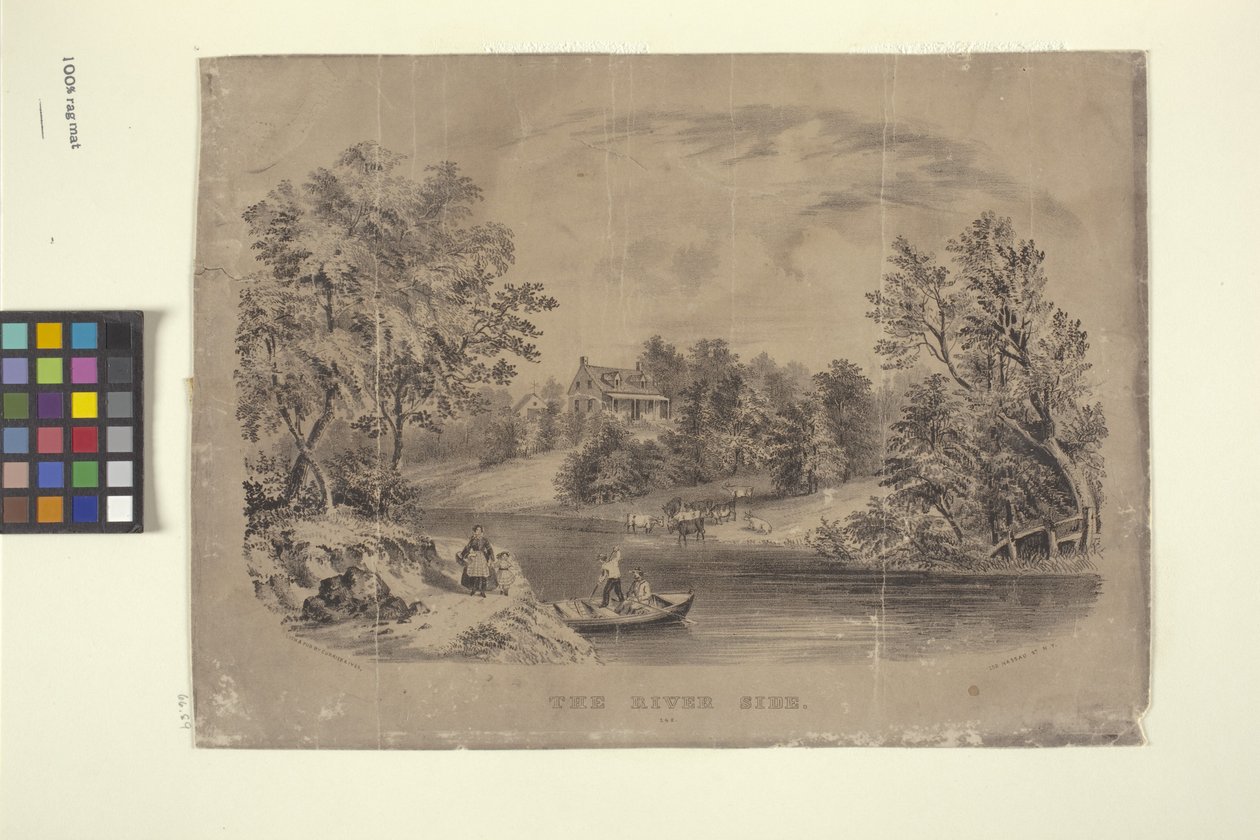 The River Side (litografia) tekijältä N. and Ives J.M. (1824 95) Currier