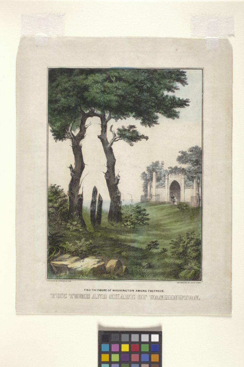 Washingtonin hauta ja varjo (käsinvärinen litografia) tekijältä N. and Ives J.M. (1824 95) Currier