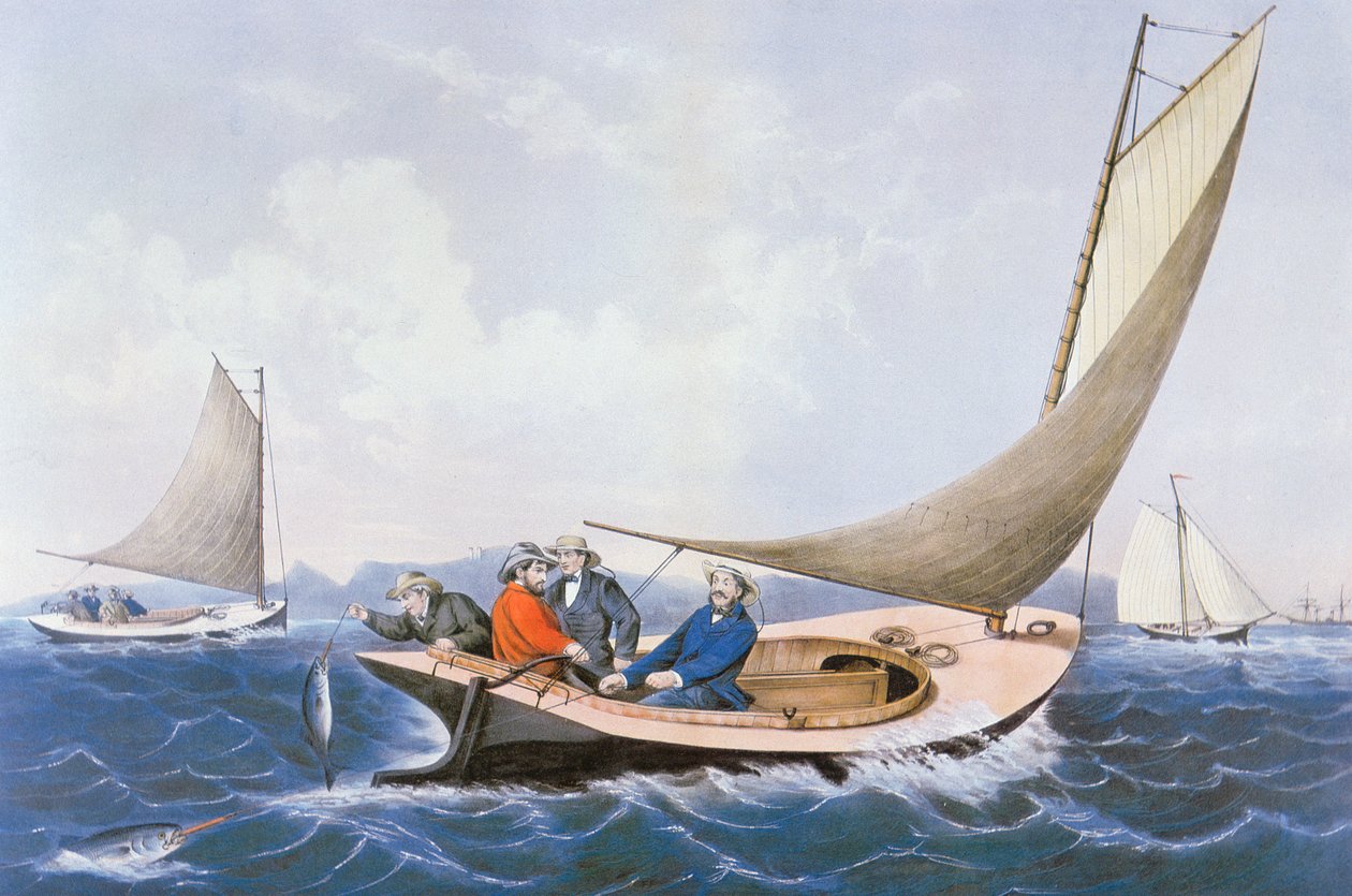 Sinisten kalojen uistelu Mainen rannikolla tekijältä Currier and Ives