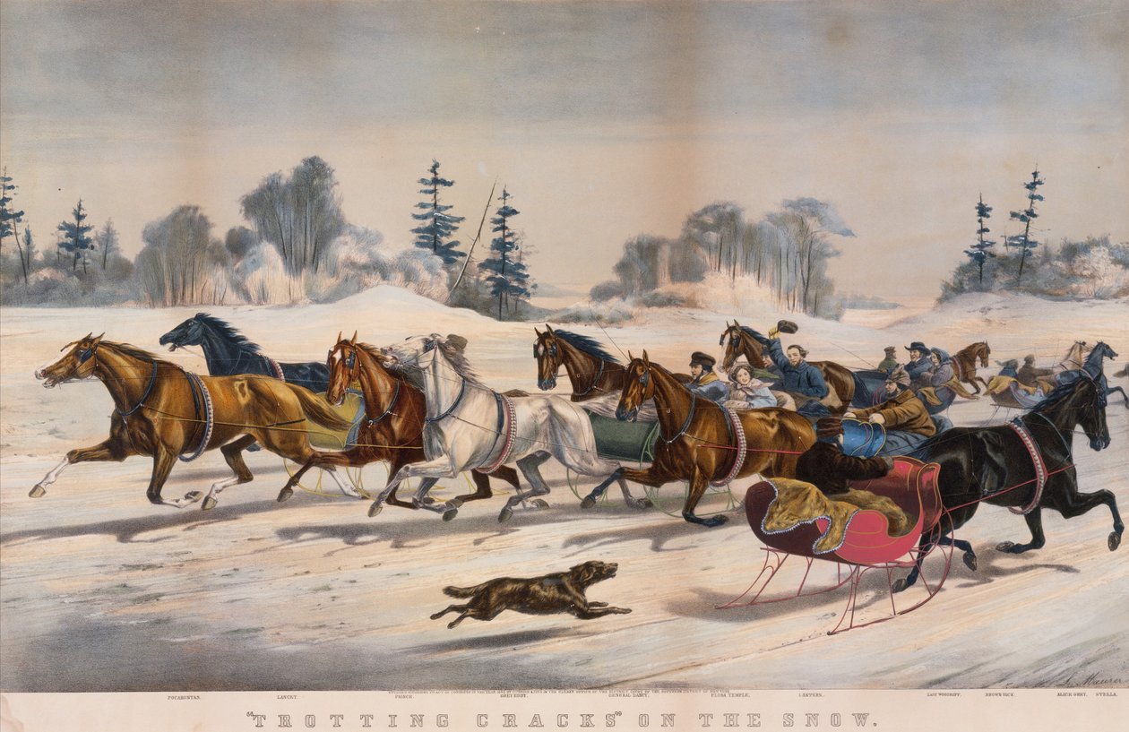 "Ravihalkeamia" lumella tekijältä Currier and Ives