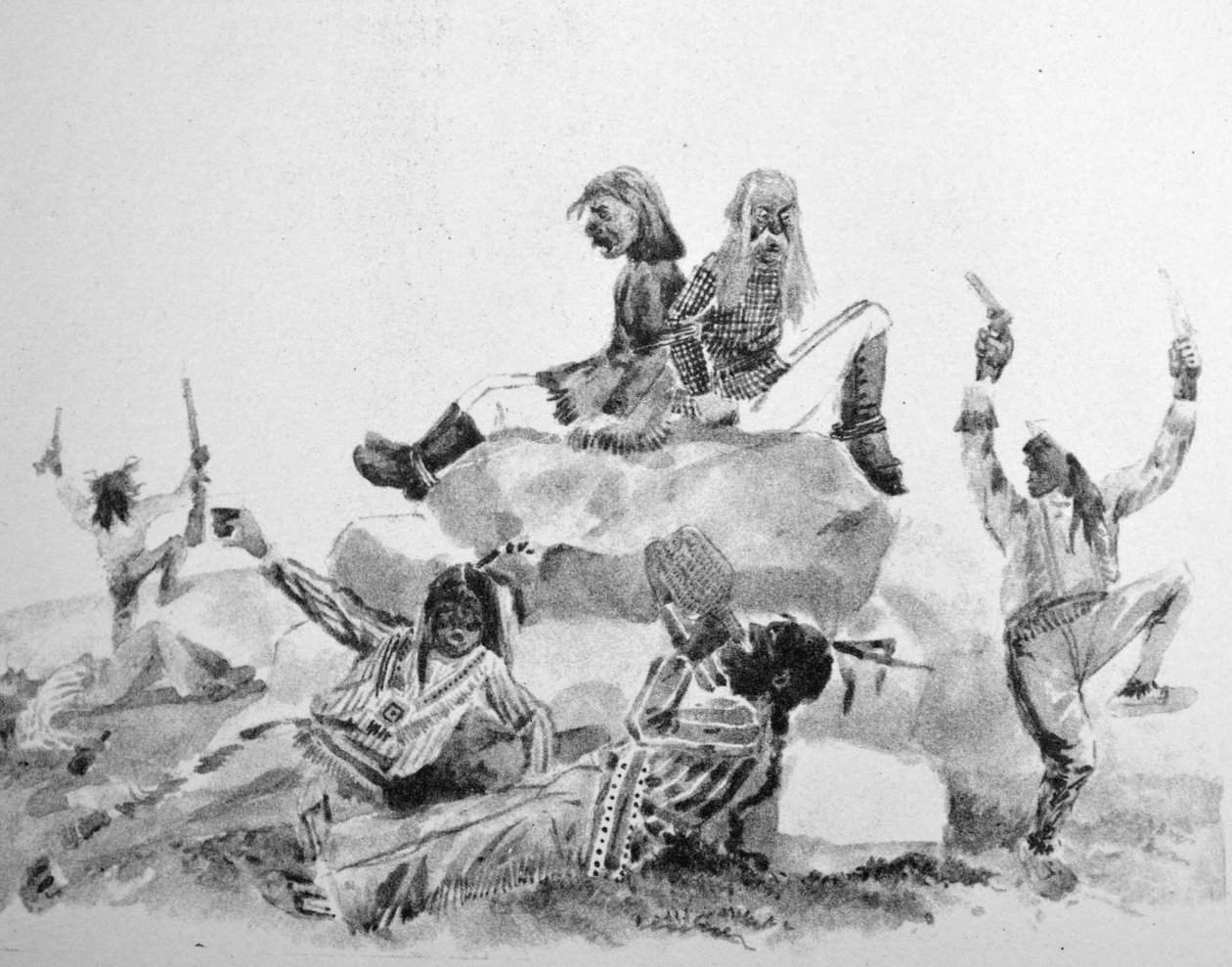 Currier & Ives -kuvitus 1800-luvulta. A Howling Swell - on the War Path (alkuperäinen Thomas Worthin piirustus, josta alkuperäinen vedos tehtiin) tekijältä N. and Ives, J.M. Currier