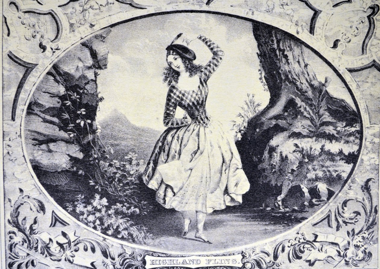 Currier & Ives Illustration 19th Century. Highland Fling tekijältä N. and Ives, J.M. Currier
