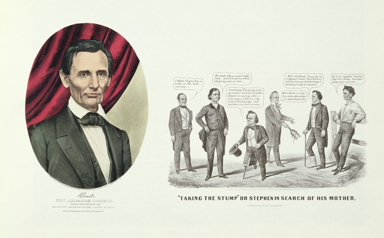 Hon. Abraham Lincoln, Yhdysvaltain 16. presidentti, 1860 tekijältä N. and Ives, J.M. Currier