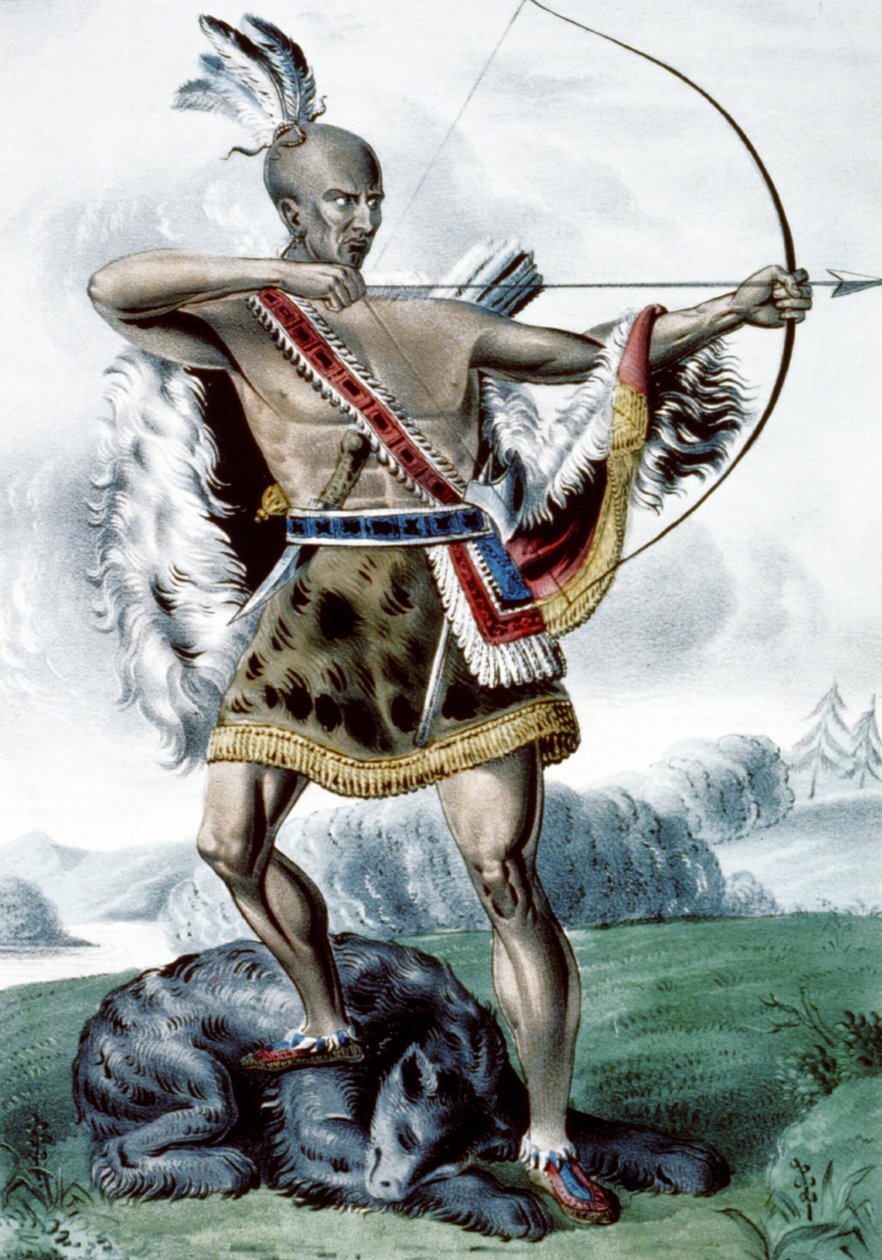 Indian Hunter, 1845 tekijältä N. and Ives, J.M. Currier