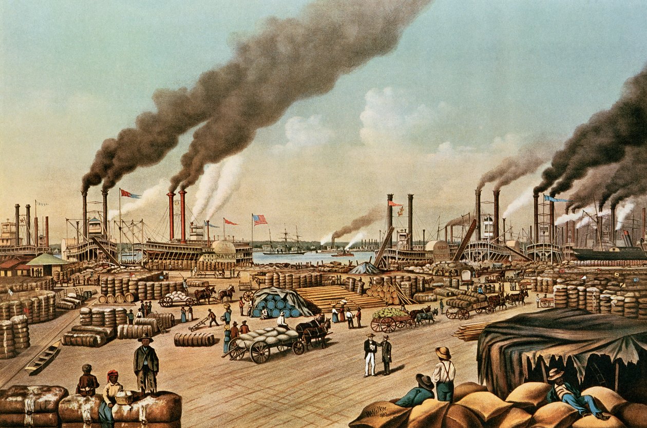 The Levee - New Orleans, 1884 tekijältä N. and Ives, J.M. Currier