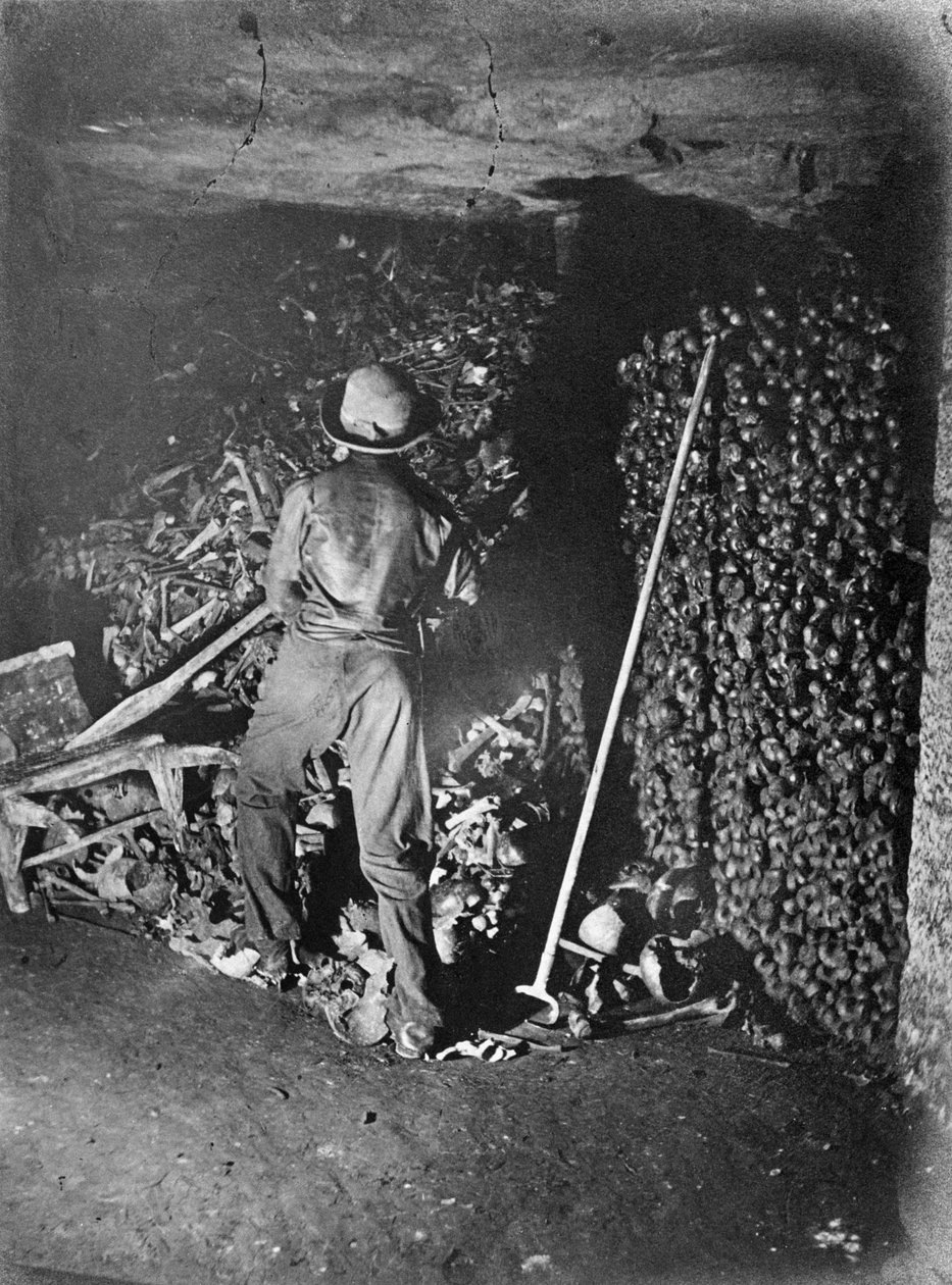 Katakombien sisätilat, Pariisi, 1861 tekijältä Nadar