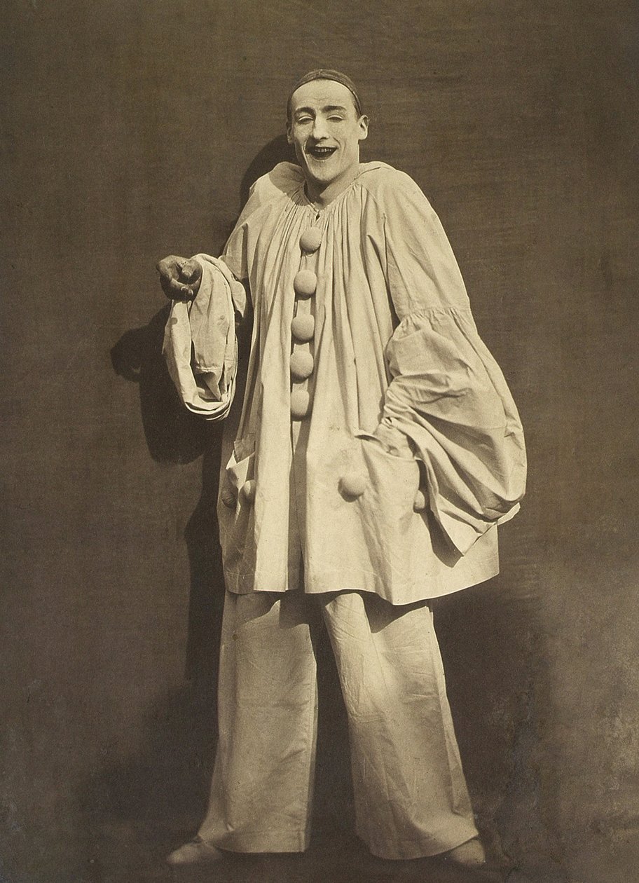 Pierrot Laughing (ranskalainen miimi Charles Deburau), kuva Gaspard-Felix Tournachon eli Nadar, c. 1855 tekijältä Nadar