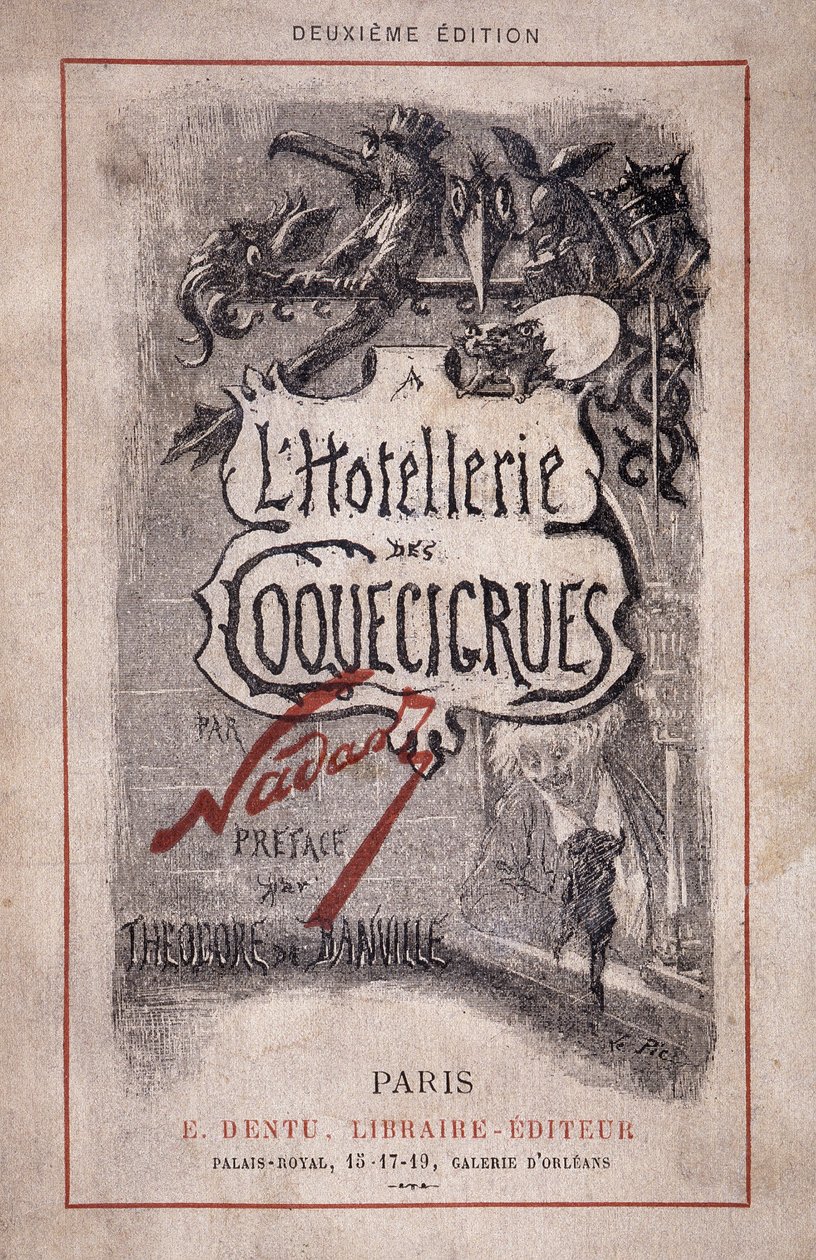 Kirja "The hotellerie des coquecicrues"". Lyijykynämuistiinpanot, esipuhe Theodore de Banville tekijältä Nadar