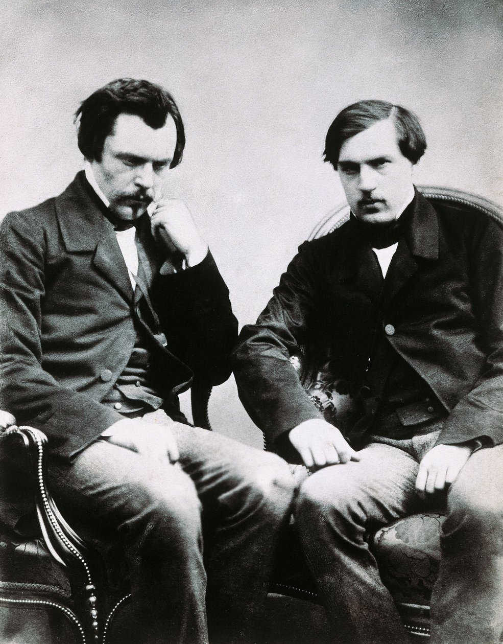 Veljekset Edmond de Goncourt (1822-1896) ja Jules Huot de Goncourt (1830-1870), ranskalaiset kirjailijat, Kuva Felix Nadar (1820-1910) tekijältä Nadar