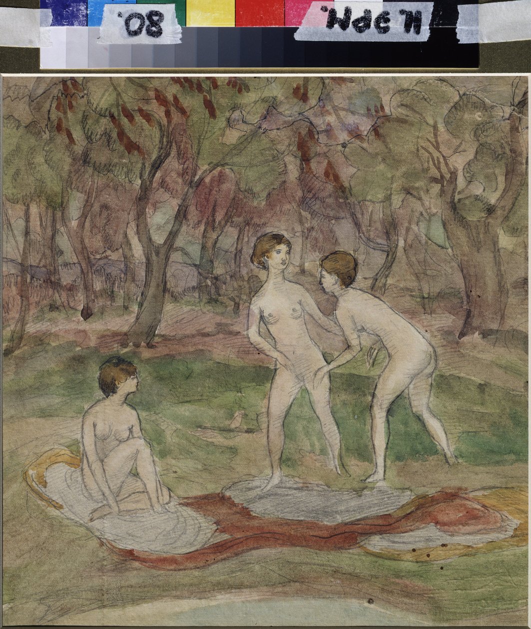 Uimarit. Nadezhda Sergejevna Psishchevan (1881-1913) työ, akvarelli paperille tekijältä Nadezhda Psishcheva