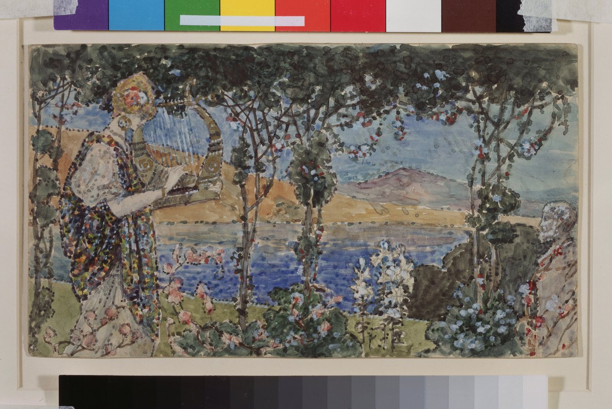 Satu. Nadezhda Sergejevna Psishchevan (1881-1913) työ, akvarelli ja tussi paperille tekijältä Nadezhda Psishcheva