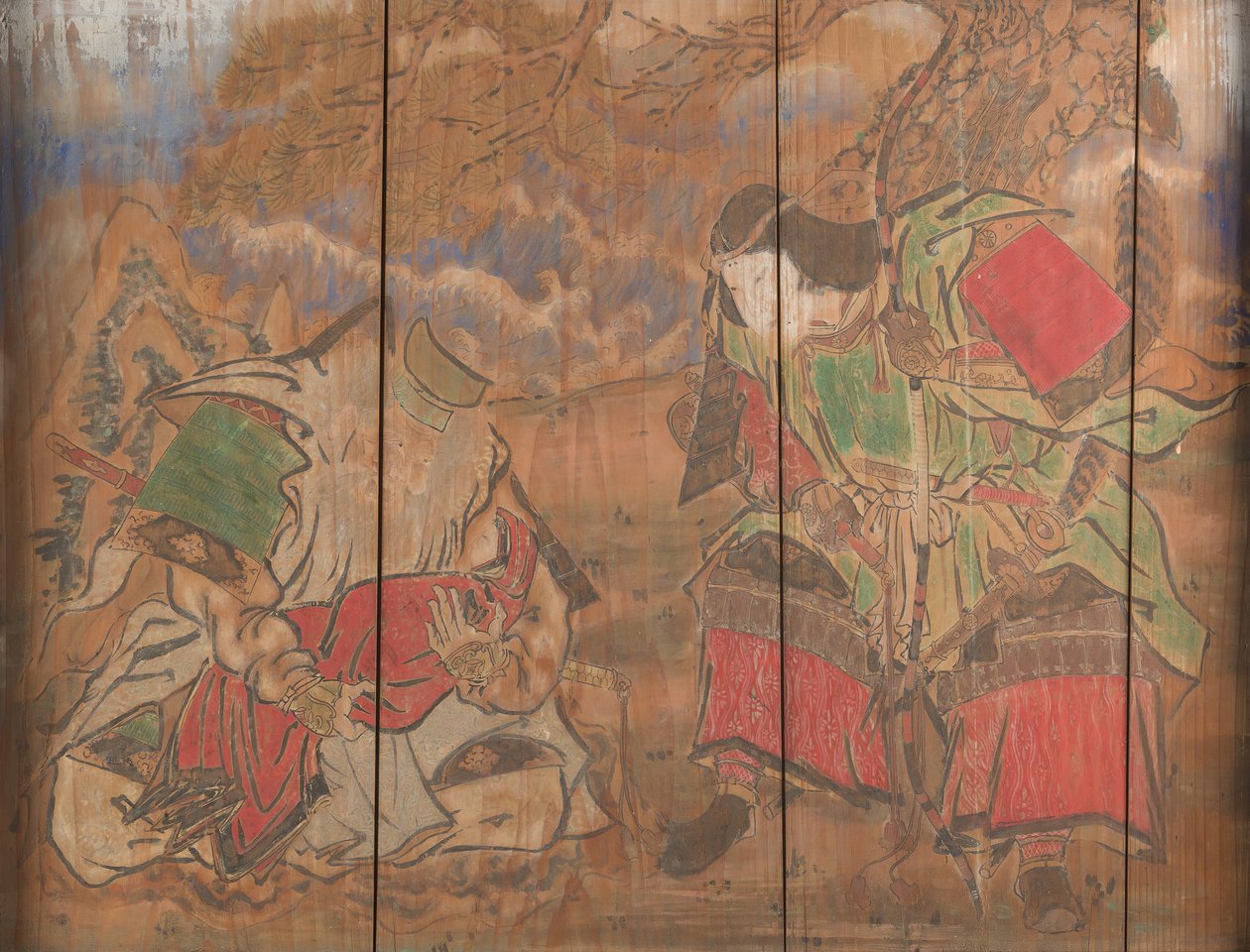 Empress Jingu, Her Minister Takenochi no Sukune, and an Infant the Future Emperor Ojin, 1898. tekijältä Nagano Yasunosuke
